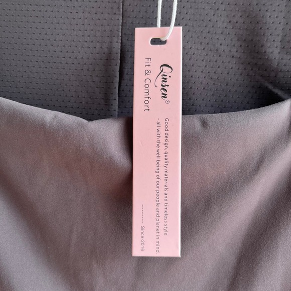 Qinsen Fit & Comfort Gray Square Neck Short Sleeve Mini Dress Medium Skims Like - Picture 4 of 9